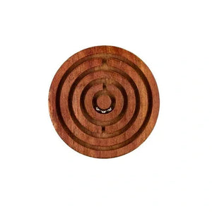 Wooden labyrinth puzzle on a white background