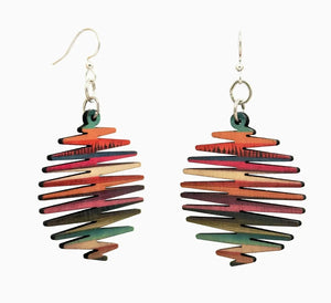 Colorful spiral earrings on a white background