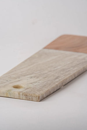 Marble and Acacia Wood Long Charcuterie Board