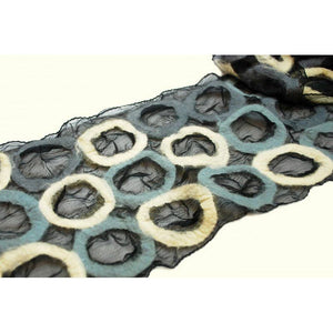 Black Circle Felted Chiffon Scarves