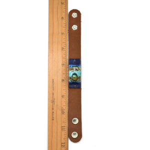 Wide Suede Leather and Glass Snap Cuff Bracelet