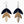 Pair of earrings with layered wooden leaves on a white background