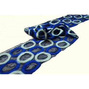 Blue Circle Wool Felted Chiffon Scarves