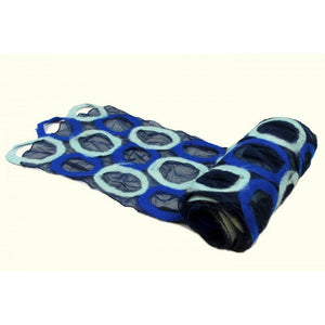 Blue Circle Wool Felted Chiffon Scarves
