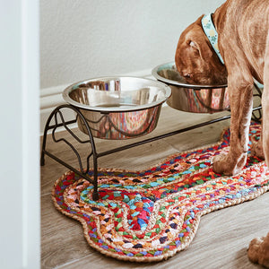 Chindi Rug Dog Bone Pet Food Mat