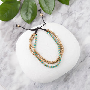 Brass Beaded Bracelet with Three Band