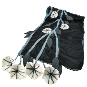 Hand-Felted Merino Wool & Chiffon Floral Scarf