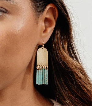 Esha Arch Teal Patina Dangle Earrings