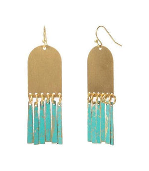 Esha Arch Teal Patina Dangle Earrings