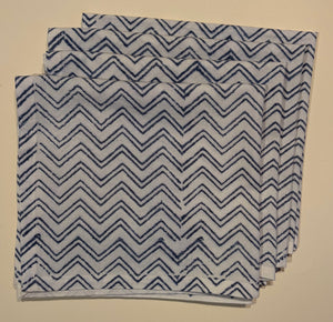 Blockprint Napkins-Blue/White