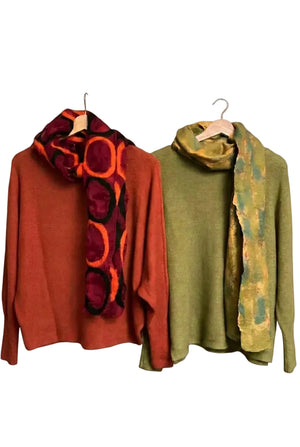 Dolman Sleeve Cashmere Blend Sweater -Coccio