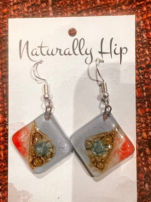 Diamond Shape Glass Earrings
