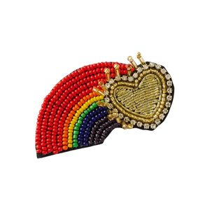 Bala Mani Beaded Rainbow Brooch Pin