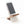 Smartphone on a marble and wood phone stand on a white background