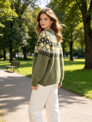 Nordic-Inspired Jacquard Knit Sweater
