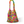 Colorful woven handbag on a white background