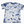 Blue and white tie-dye t-shirt on a white background