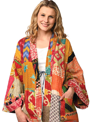 Reversible Cotton Kantha Kimono Jacket