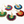 Set of colorful beaded earrings on a white background