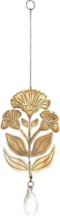 Surya Floral Engraved Brass Suncatcher