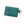 Teal leather cardholder with a gold ring on a white background