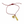 Bracelet with gold charm and red cord on a white background