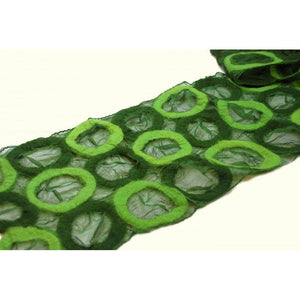 Handmade Wool and Chiffon Scarf - Green