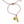 Bracelet with gold charm and tag on a red cord against a white background