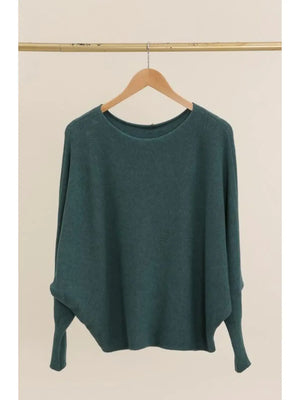 Dolman Sleeve Cashmere Blend Sweater -Duck Green