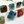 Collection of colorful square rings on a white background