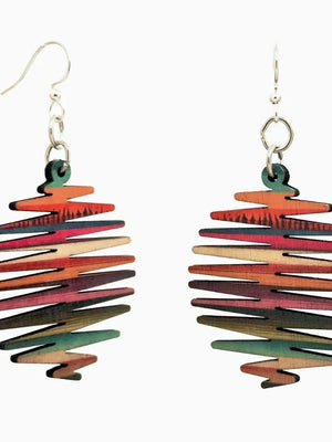 Colorful spiral earrings on a white background