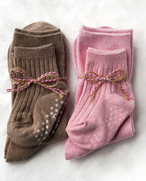 Mommy & Me Socks Bundle (4 Pairs) - Pink/Taupe