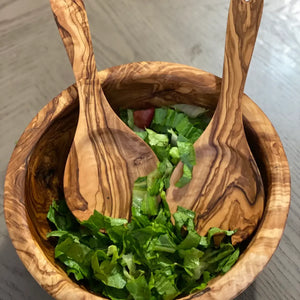 Olive Wood Family Salad Bowl 10"
