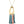 Necklace with a gold pendant and colorful hanging elements on a white background