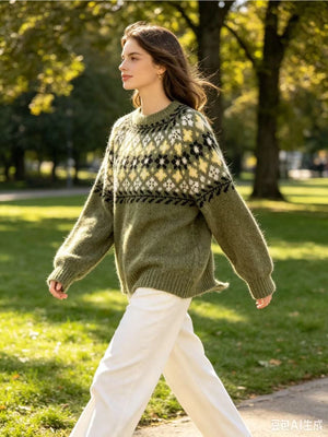 Nordic-Inspired Jacquard Knit Sweater