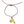 Bracelet with gold charm and red cord on a white background