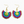 Colorful beaded earrings with gold spiral centers on a white background