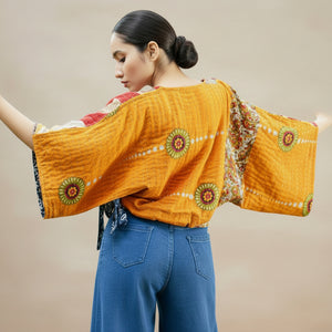 Reversible Kantha Kimono Crop Top