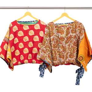 Reversible Kantha Kimono Crop Top
