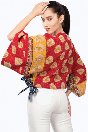 Reversible Kantha Kimono Crop Top