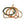 Set of beaded bracelets in green, orange, and gold on a white background