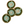 Set of four multicolor round woven coasters with green and brown patterns on a white background